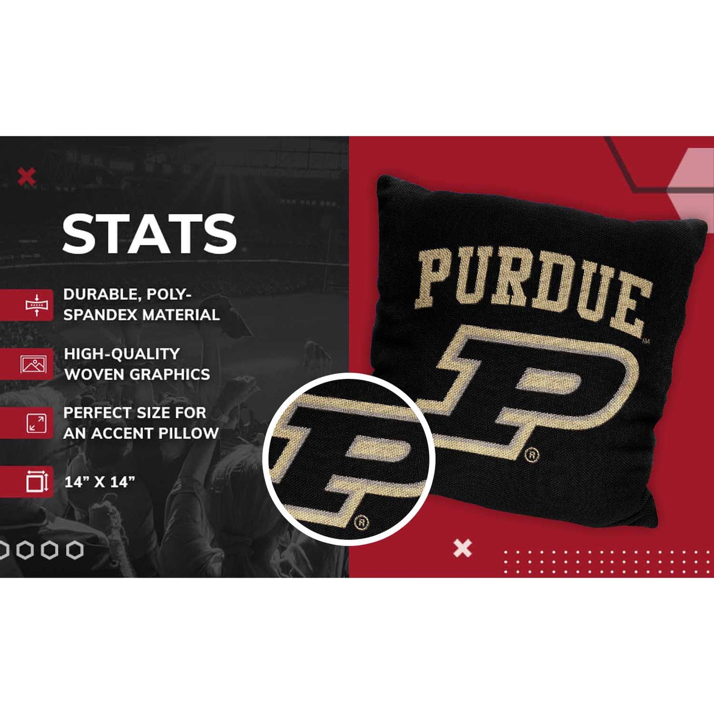 Purdue Boilermakers NCAA Decorative Pillow - Black