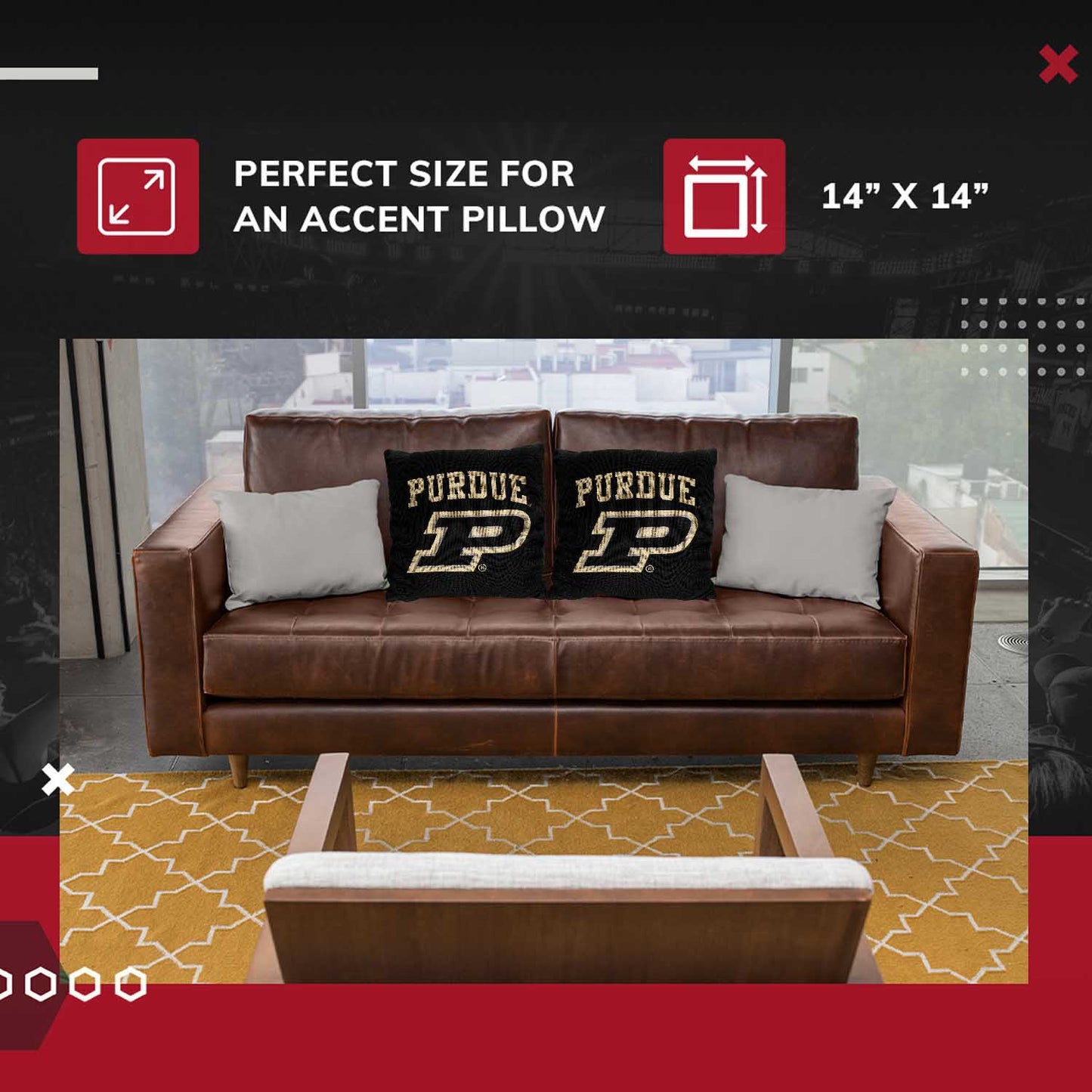 Purdue Boilermakers NCAA Decorative Pillow - Black