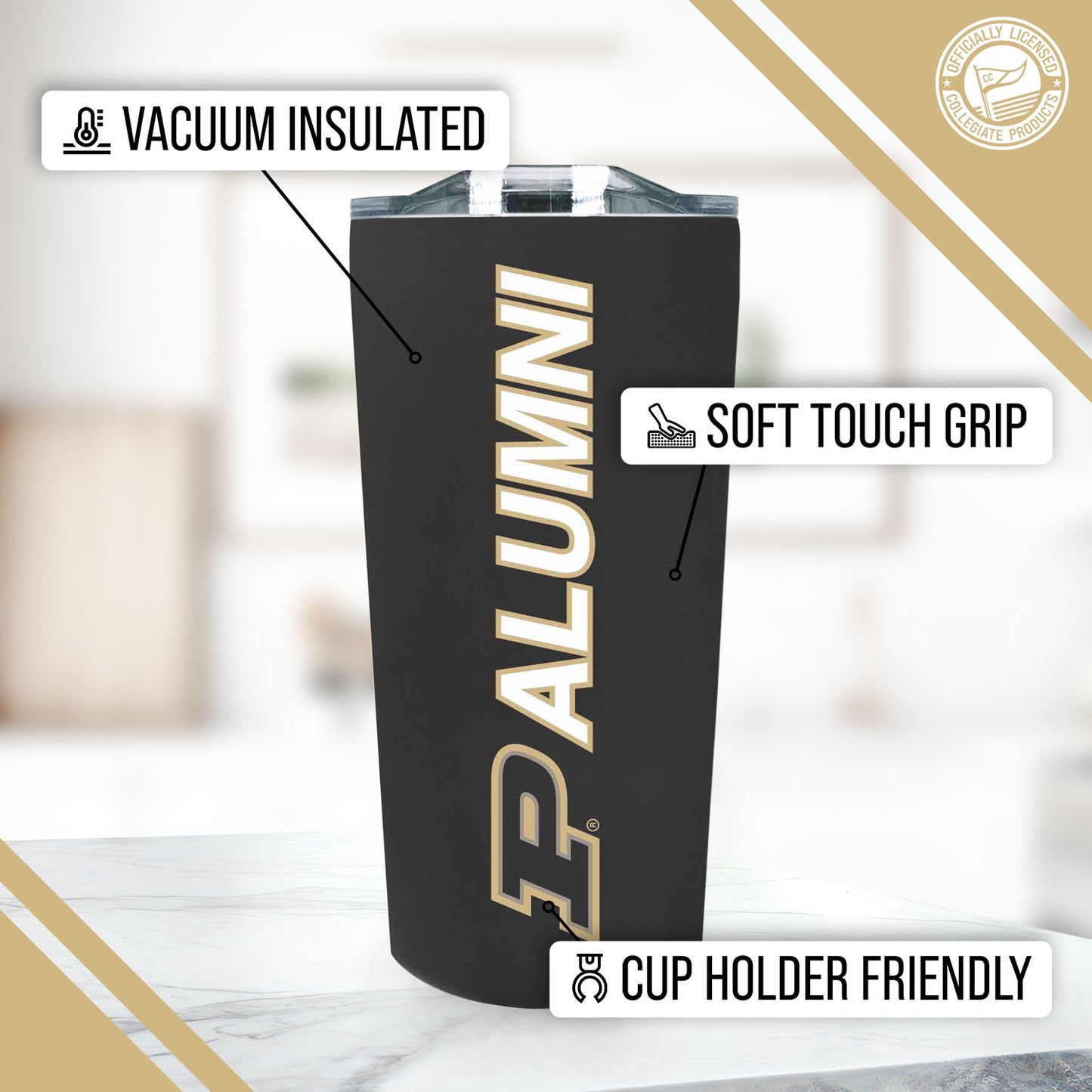 Purdue Boilermakers Collegiate Stainless Steel Travel Tumbler for Alumni - Black