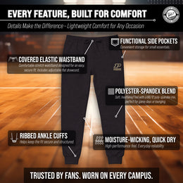 Purdue Boilermakers NCAA Men’s University Cloud Jersey Performance Jogger Pants with Drawstring Waistband - Black Heather