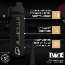 Purdue Boilermakers NCAA Stainless Steel Water Bottle - Black
