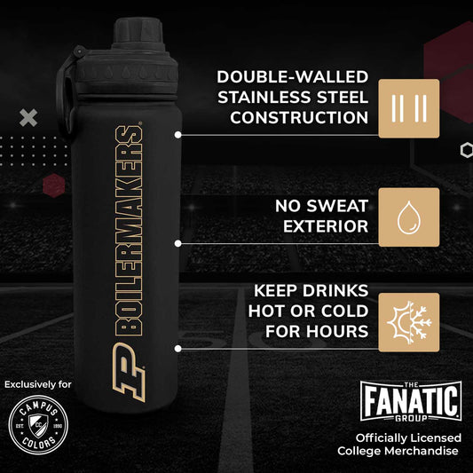 Purdue Boilermakers NCAA Stainless Steel Water Bottle - Black