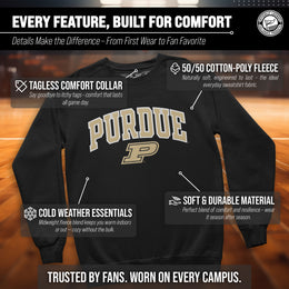 Purdue Boilermakers NCAA Adult Tackle Twill Crewneck Sweatshirt - Black