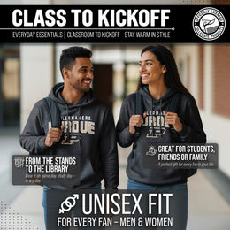 Purdue Boilermakers NCAA Adult Unisex Starting Fresh Heathered Hooded Fleece Sweatshirt - Black Heather
