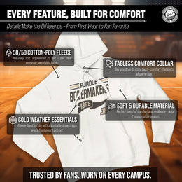 Purdue Boilermakers NCAA Adult Unisex Varsity Club Pennant Hooded Fleece Sweatshirt - Off White