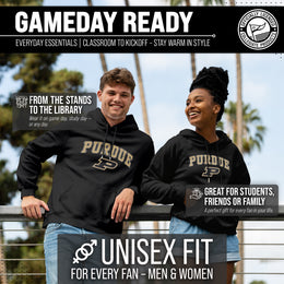 Purdue Boilermakers Adult Arch & Logo Soft Style Gameday Hooded Sweatshirt - Black
