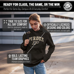 Purdue Boilermakers Adult Arch & Logo Soft Style Gameday Hooded Sweatshirt - Black