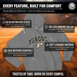 Purdue Boilermakers Adult Arch & Logo Soft Style Gameday Hooded Sweatshirt - Gray
