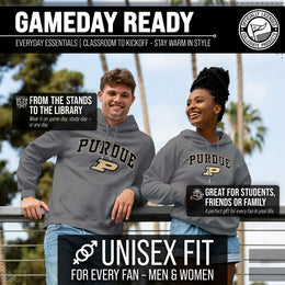 Purdue Boilermakers Adult Arch & Logo Soft Style Gameday Hooded Sweatshirt - Gray