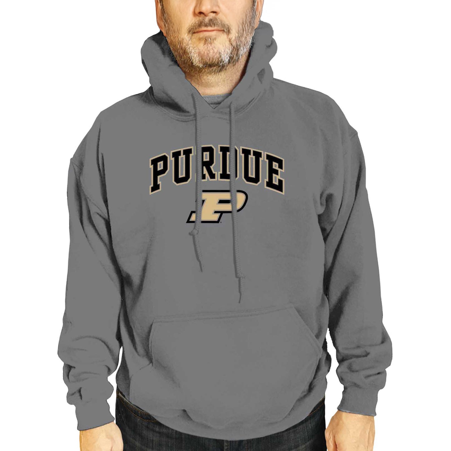 Purdue Boilermakers Adult Arch & Logo Soft Style Gameday Hooded Sweatshirt - Gray