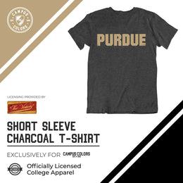 Purdue Boilermakers Campus Colors NCAA Adult Cotton Blend Charcoal Tagless T-Shirt - Charcoal