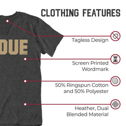 Purdue Boilermakers Campus Colors NCAA Adult Cotton Blend Charcoal Tagless T-Shirt - Charcoal