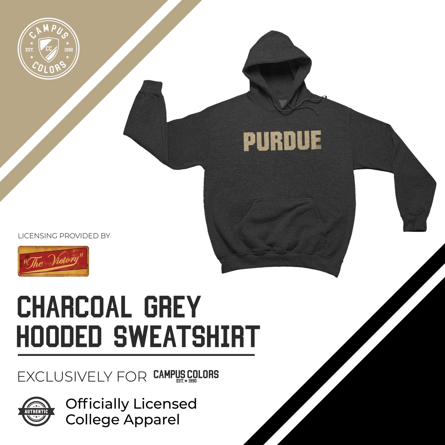 Purdue Boilermakers NCAA Adult Cotton Blend Charcoal Hooded Sweatshirt - Charcoal
