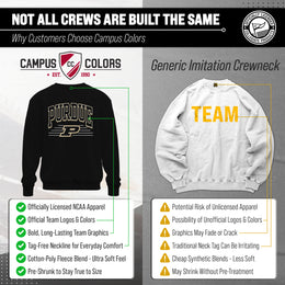 Purdue Boilermakers NCAA Adult Unisex Overtime Classics Crewneck Fleece Sweatshirt - Black