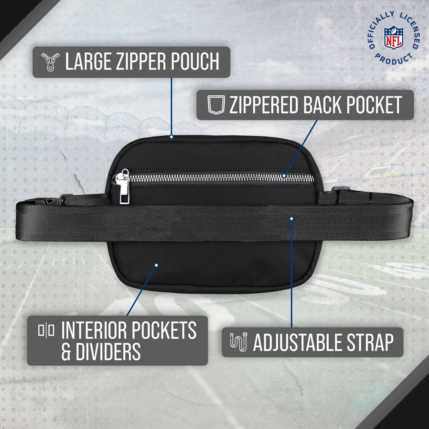 Las Vegas Raiders NFL Gameday On The Move Crossbody Belt Bag - Black