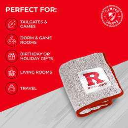 Rutgers Scarlet Knights NCAA Silk Sherpa College Throw Blanket - Crimson