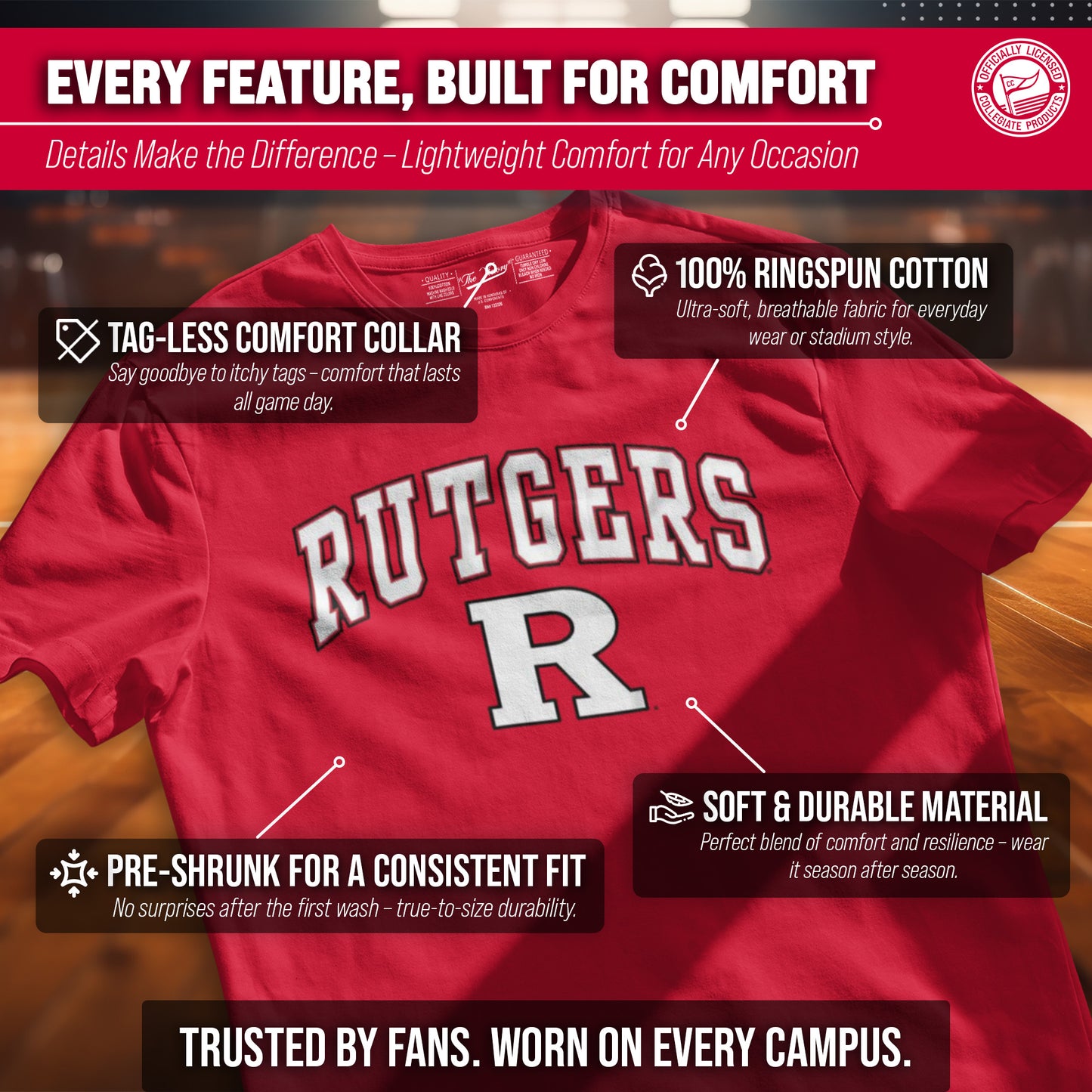 Rutgers Scarlet Knights NCAA Adult Gameday Cotton T-Shirt - Red