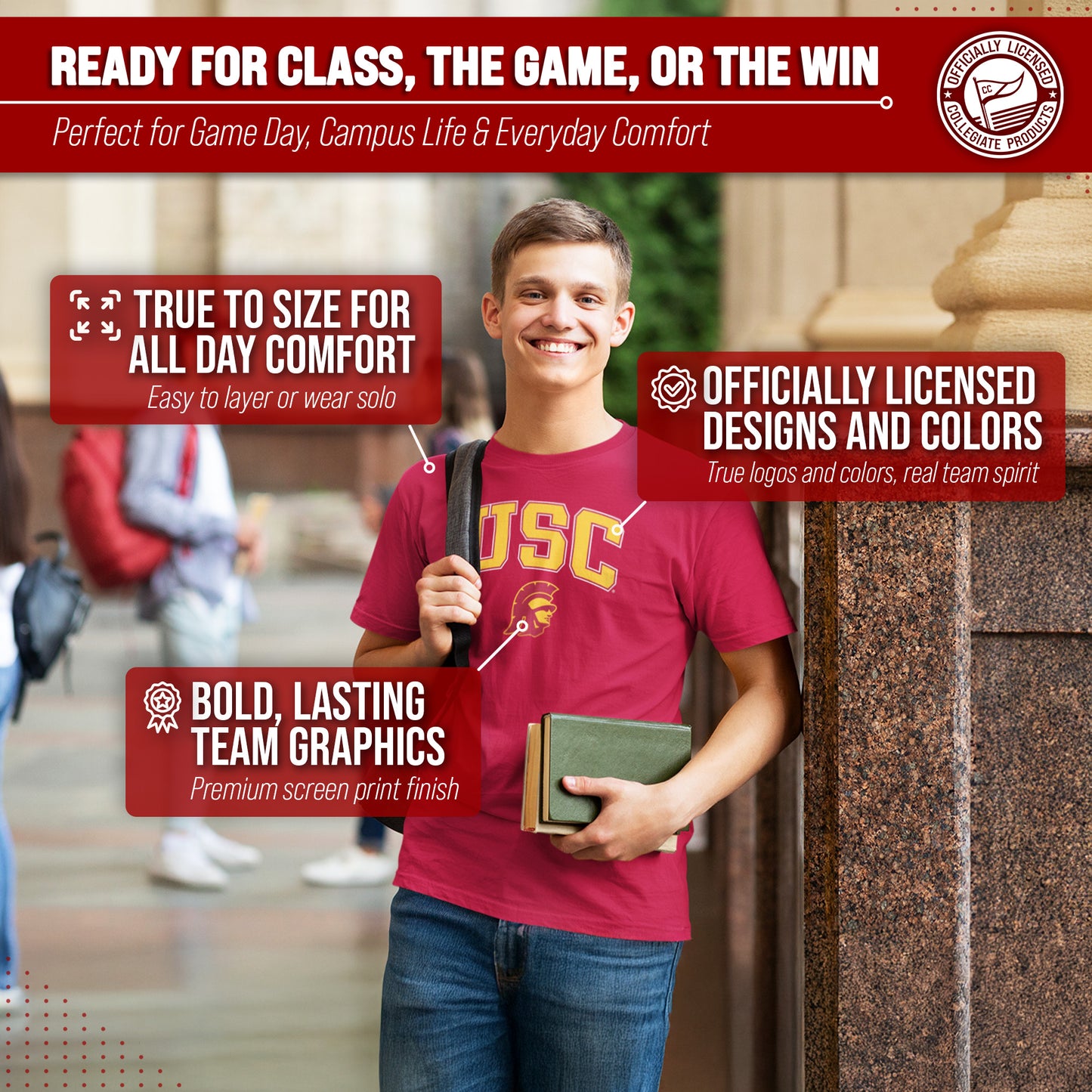 USC Trojans NCAA Adult Gameday Cotton T-Shirt - Cardinal