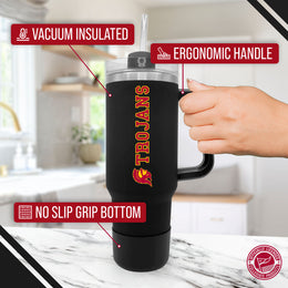 USC Trojans College & University 40 oz Travel Tumbler With Handle - Black