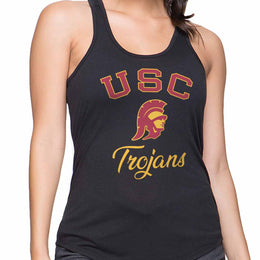 USC Trojans NCAA Womens Tag-Less Ultra Soft Tailgate Tank Top - Black Heather