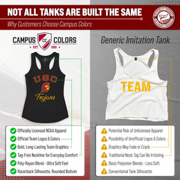 USC Trojans NCAA Womens Tag-Less Ultra Soft Tailgate Tank Top - Black Heather