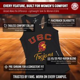 USC Trojans NCAA Womens Tag-Less Ultra Soft Tailgate Tank Top - Black Heather