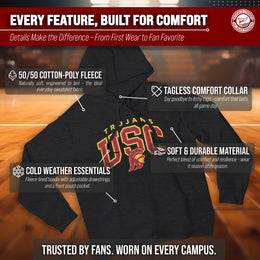 USC Trojans NCAA Adult Unisex Starting Fresh Heathered Hooded Fleece Sweatshirt - Black Heather