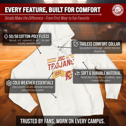 USC Trojans NCAA Adult Unisex Varsity Club Pennant Hooded Fleece Sweatshirt - Off White