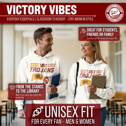 USC Trojans NCAA Adult Unisex Varsity Club Pennant Hooded Fleece Sweatshirt - Off White