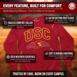USC Trojans NCAA Adult Unisex Overtime Classics Crewneck Fleece Sweatshirt - Cardinal