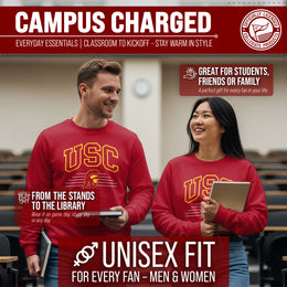 USC Trojans NCAA Adult Unisex Overtime Classics Crewneck Fleece Sweatshirt - Cardinal