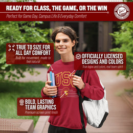 USC Trojans NCAA Adult Unisex Overtime Classics Crewneck Fleece Sweatshirt - Cardinal