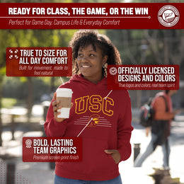 USC Trojans NCAA Adult Unisex Overtime Classics Hooded Fleece Sweatshirt - Cardinal