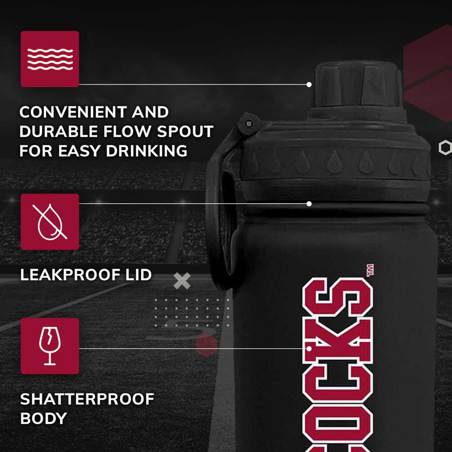 South Carolina Gamecocks NCAA Stainless Steel Water Bottle - Black