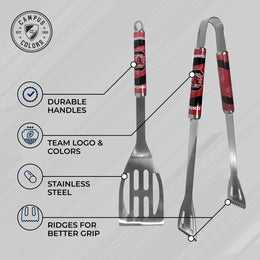 South Carolina Gamecocks Collegiate University Two Piece Grilling Tools Set with 2 Magnet Chip Clips - Chrome
