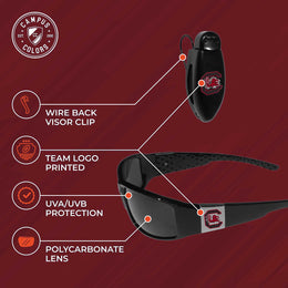 South Carolina Gamecocks NCAA Black Chrome Sunglasses with Visor Clip Bundle - Black