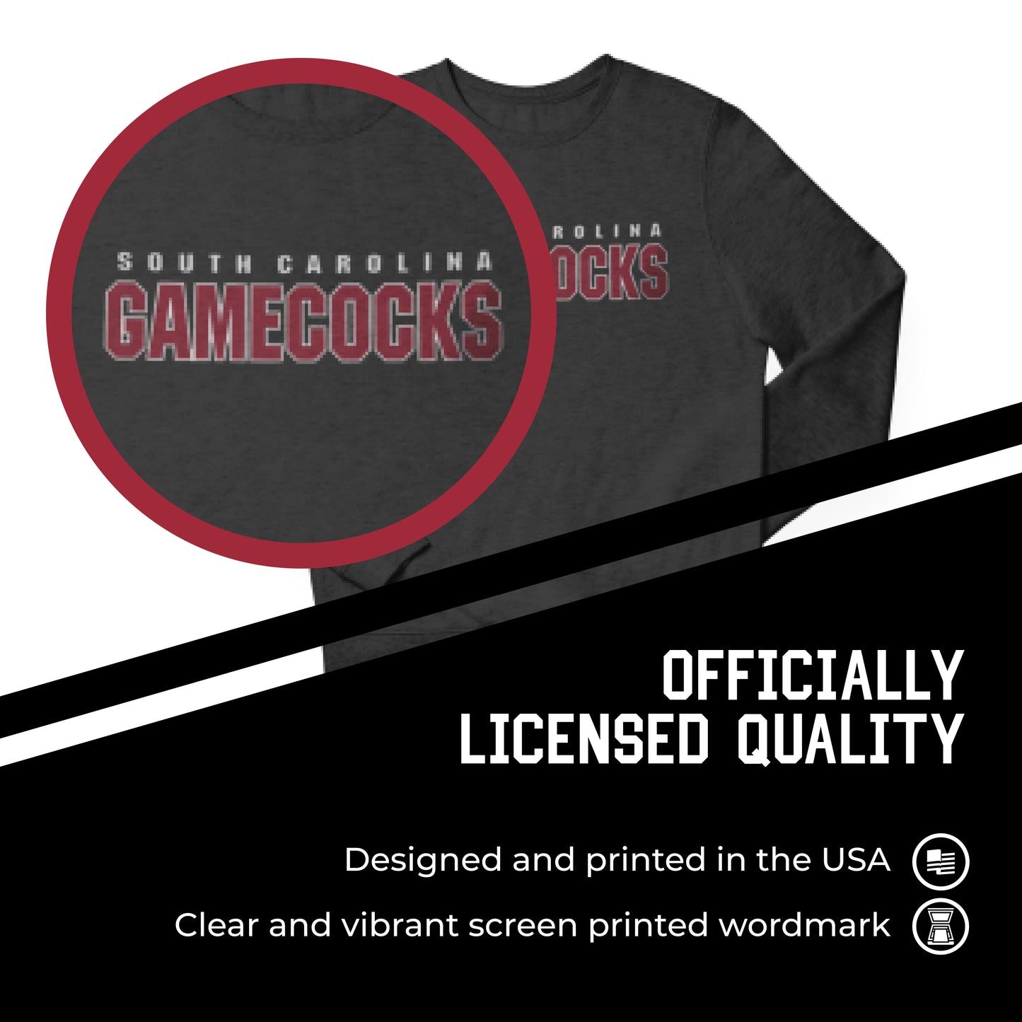 South Carolina Gamecocks NCAA Adult Charcoal Crewneck Fleece Sweatshirt - Charcoal