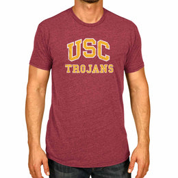 USC Trojans Adult MVP Heathered Cotton Blend T-Shirt - Cardinal