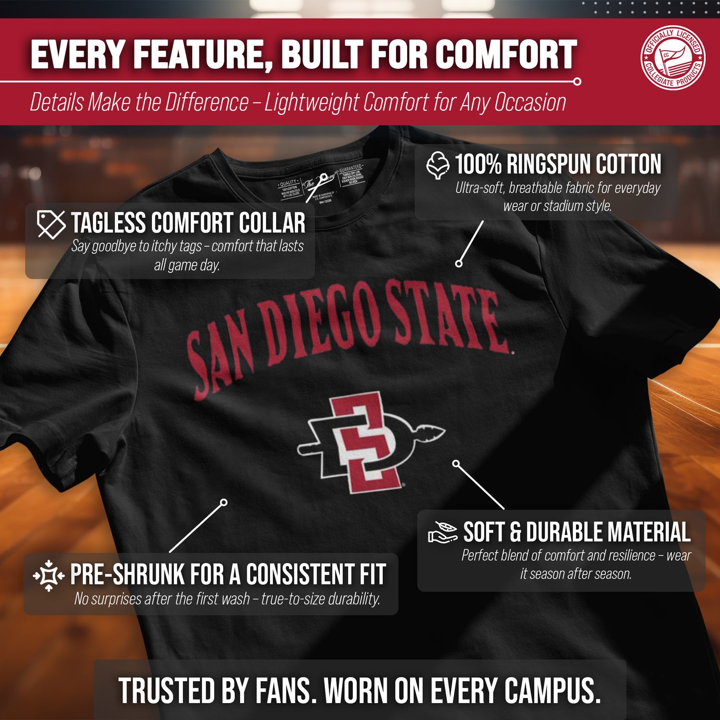 San Diego State Aztecs NCAA Adult Gameday Cotton T-Shirt - Black