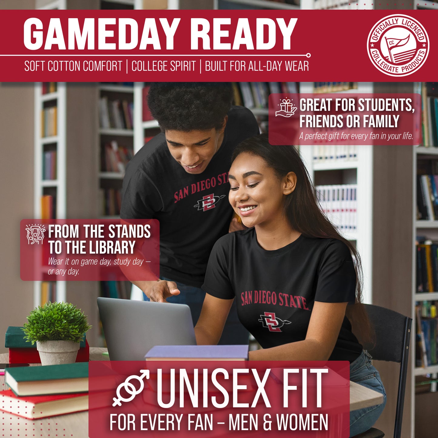 San Diego State Aztecs NCAA Adult Gameday Cotton T-Shirt - Black