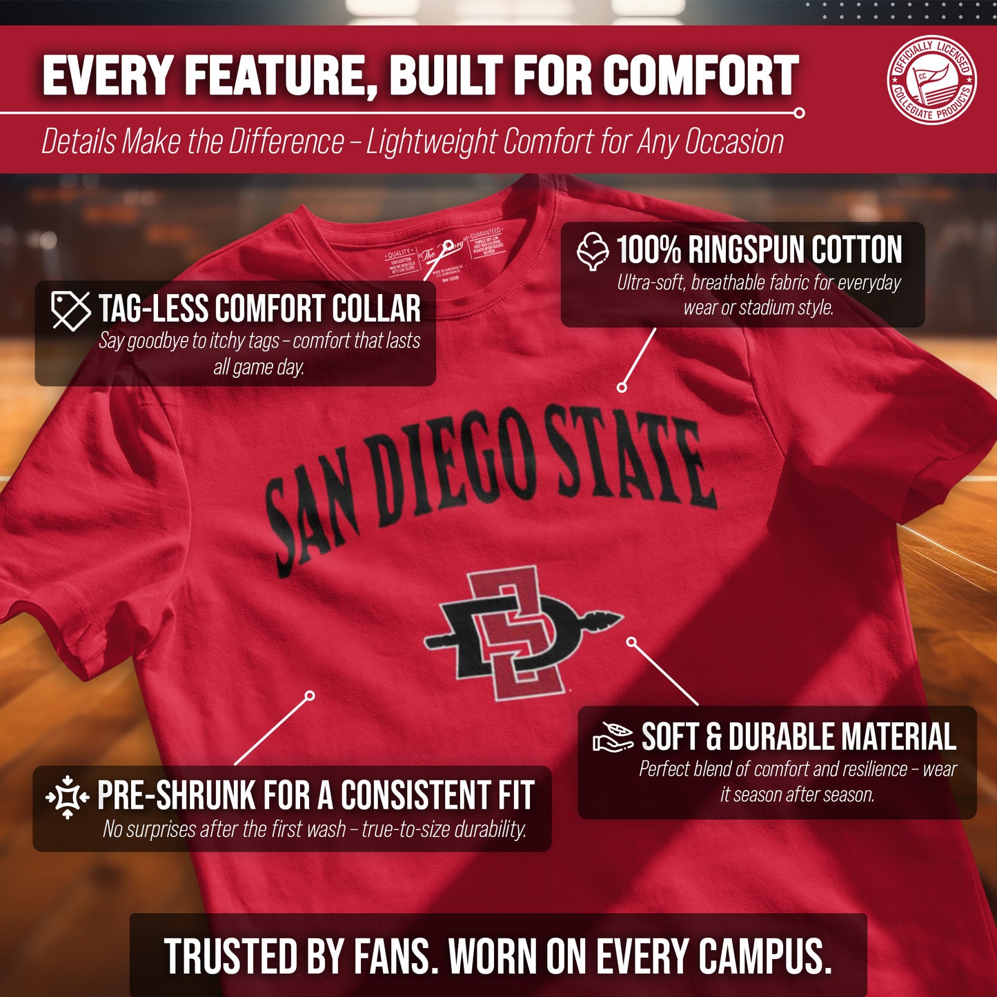 San Diego State Aztecs NCAA Adult Gameday Cotton T-Shirt - Red