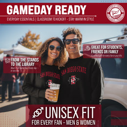San Diego State Aztecs Adult Arch & Logo Soft Style Gameday Crewneck Sweatshirt - Black