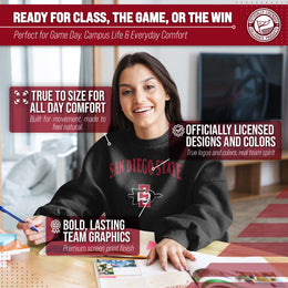 San Diego State Aztecs Adult Arch & Logo Soft Style Gameday Crewneck Sweatshirt - Black