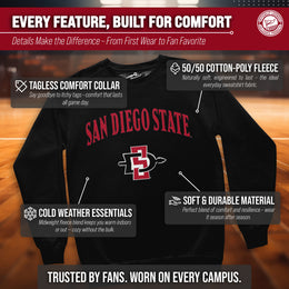 San Diego State Aztecs Adult Arch & Logo Soft Style Gameday Crewneck Sweatshirt - Black
