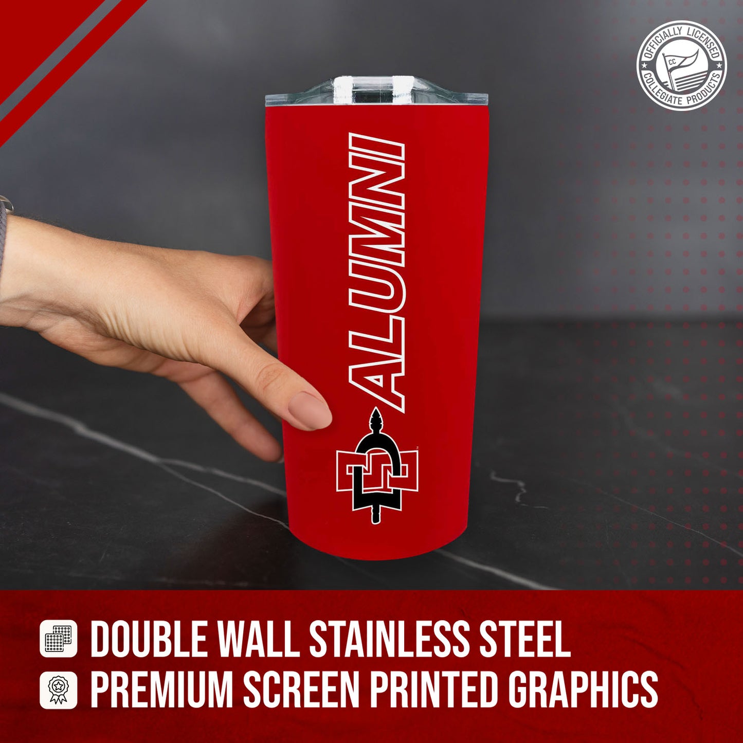 San Diego State Aztecs Collegiate Stainless Steel Travel Tumbler for Alumni - Red