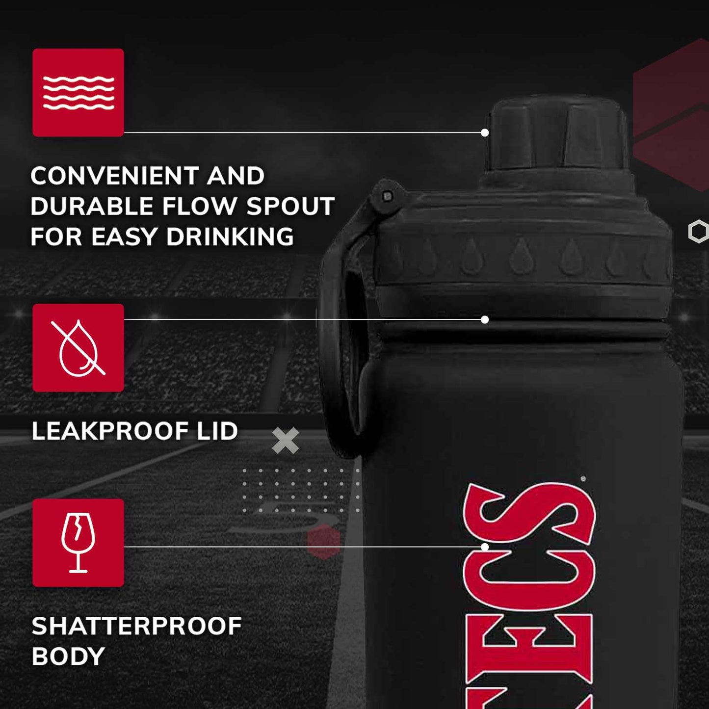 San Diego State Aztecs NCAA Stainless Steel Water Bottle - Black