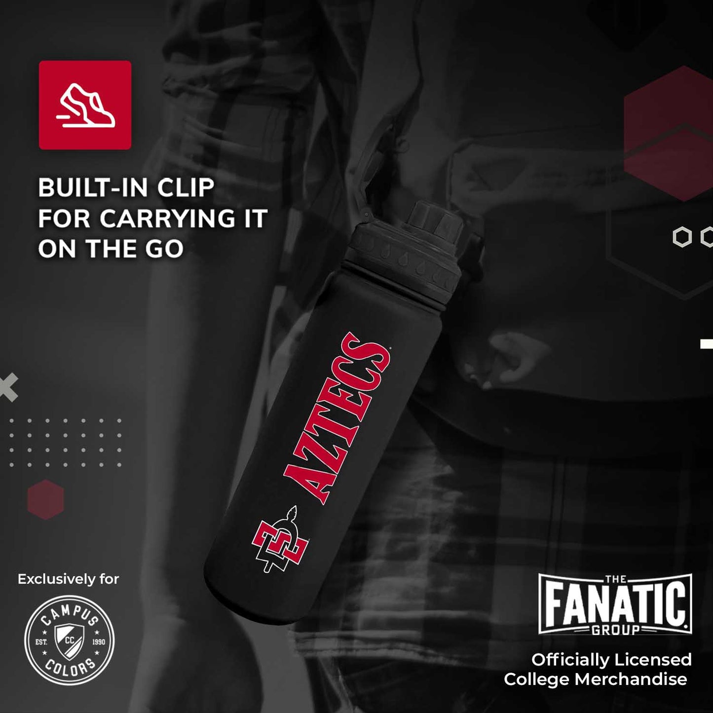 San Diego State Aztecs NCAA Stainless Steel Water Bottle - Black
