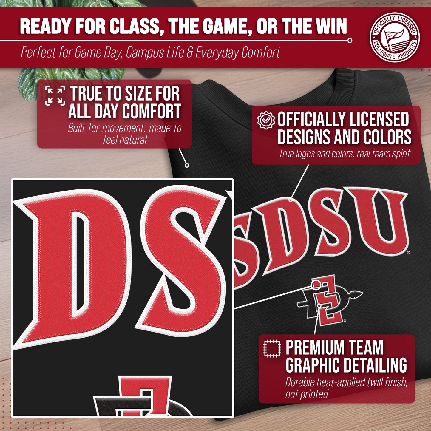 San Diego State Aztecs NCAA Adult Tackle Twill Crewneck Sweatshirt - Black