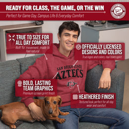 San Diego State Aztecs NCAA Adult Unisex Starting Fresh Heathered Hooded Fleece Sweatshirt - Red Heather