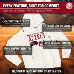 San Diego State Aztecs NCAA Adult Unisex Varsity Club Pennant Hooded Fleece Sweatshirt - Off White